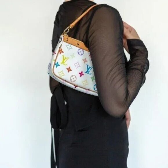 Louis Vuitton Monogram Multicolor Murakami Pochette Pouch Bag Accessories White - Picture 3 of 16